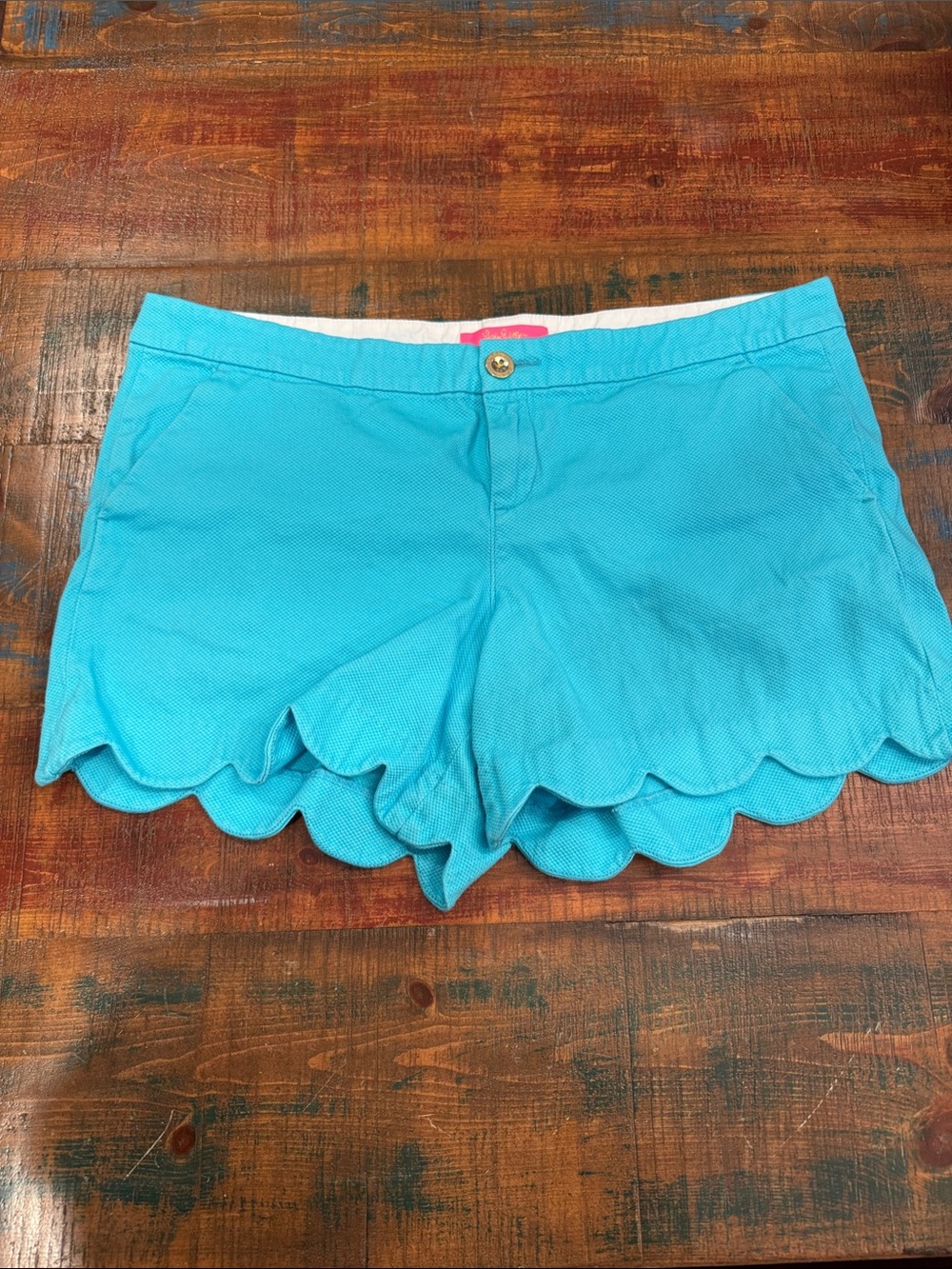 Lilly Pulitzer Buttercup Scalloped Hem Shorts - Turquoise Blue 16